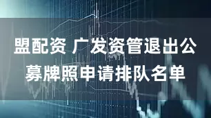 盟配资 广发资管退出公募牌照申请排队名单